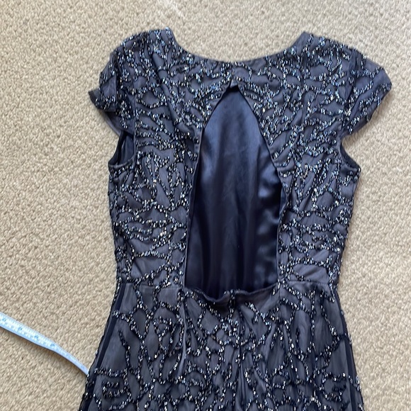 Ml Monique Lhuillier Broken glass beaded black dress